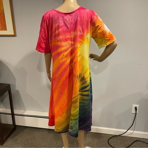 Fabulous tie dye shortsleeve dress pride gravity dye in rainbow colors XL - Picture 7 of 7